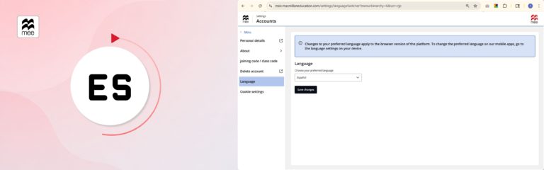 Cambia el idioma de tu plataforma MEE