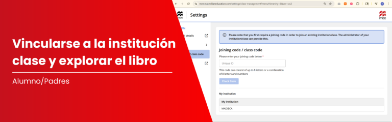 Tutorial Estudiante: Vincularse a la institución clase y explorar el libro