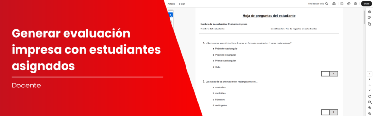 Crea una evaluación impresa con estudiantes asignados en MEE