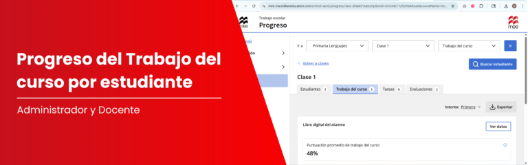 Consulta el progreso del trabajo del curso en MEE por estudiante