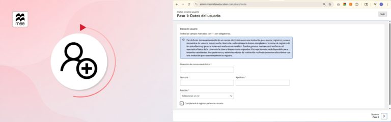 Crea cuentas de nuevos usuarios en la plataforma MEE