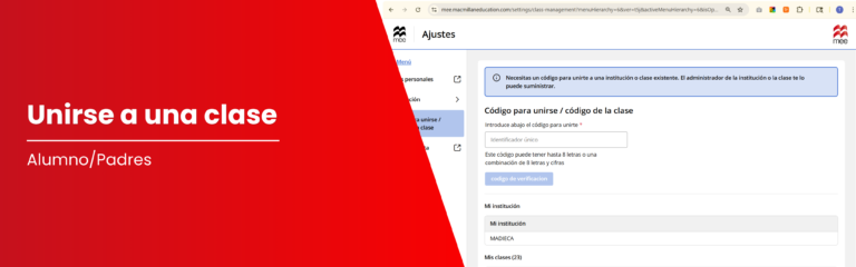 Únete a tu clase con código