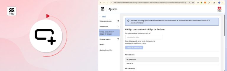 Únete con tus códigos de institución y clase