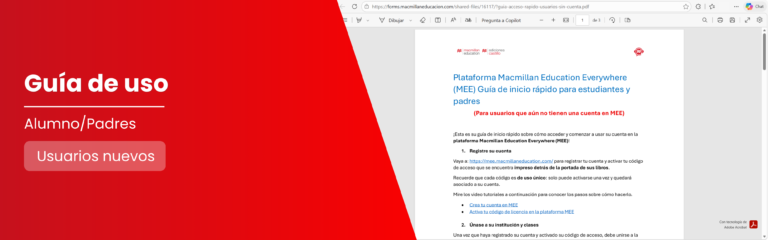 Guía de acceso rápido para padres y estudiantes – Usuarios nuevos en MEE