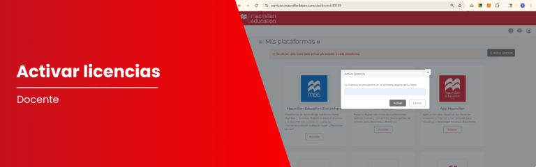 Activa tus códigos de licencia desde Servicios Macmillan Educación