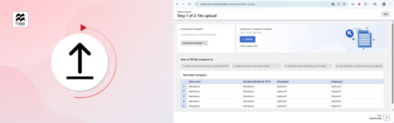 Crear varias clases a la vez en la plataforma Macmillan Education Everywhere (MEE)