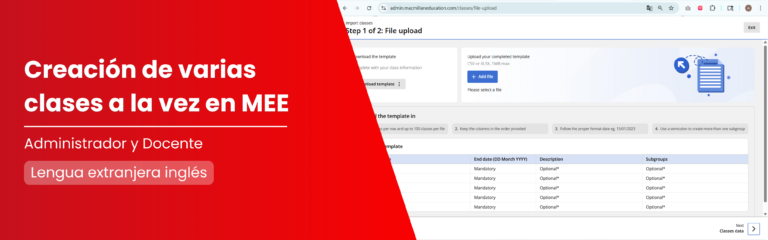 Crear varias clases a la vez en la plataforma Macmillan Education Everywhere (MEE)