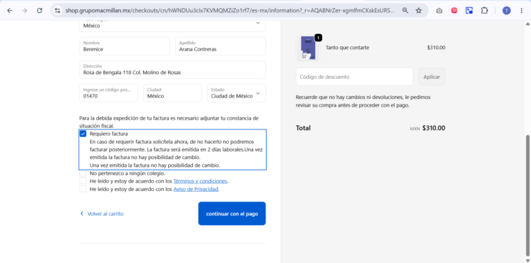¿Cómo solicito una factura?