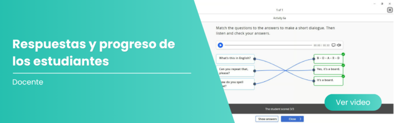Visualización de las respuestas de los libros digitales de tus estudiantes y del número de actividades completadas en la plataforma MEE.