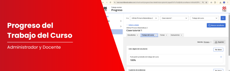 Consulta el progreso del trabajo del curso en MEE (Administrador y docente)